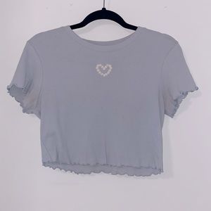 Medium light blue flower crop top